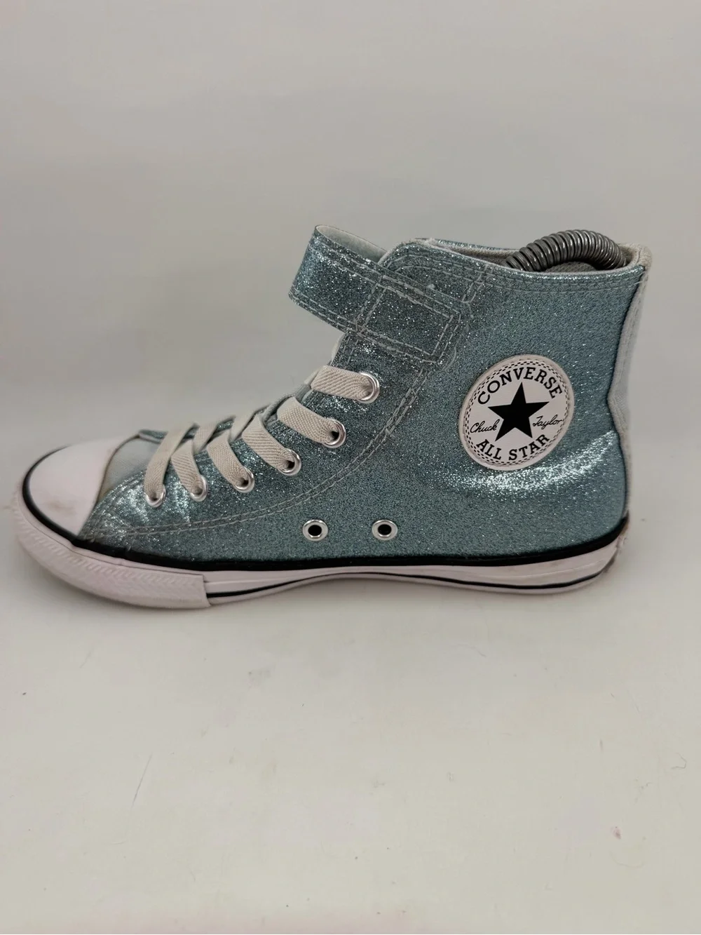 Converse Unisex Kids CTAS Coated Blue Glitter - SZ 3Y- High Top Shoes Sneakers
